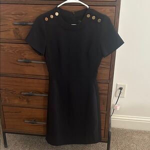 Club Monaco Black Dress with Gold Accents